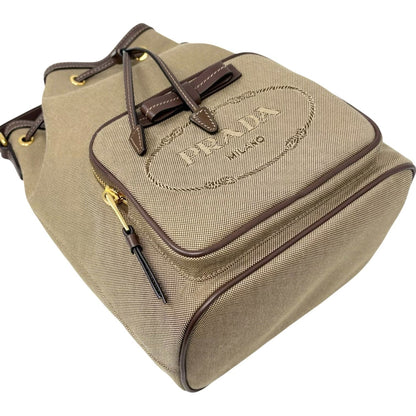 PRADA Vintage Jacquard Shoulder Top Handle Bag Beige Brown Canvas 902339