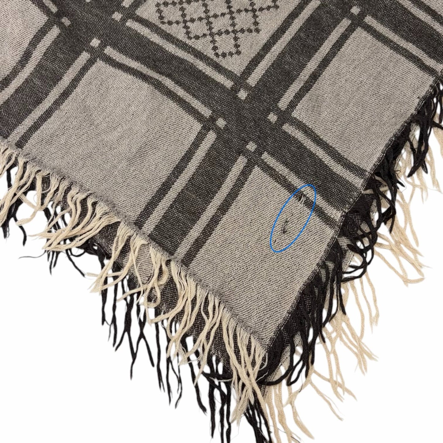 GUCCI Vintage GG Logo Monogram Fox Fur Shawl Scarf Wrap Gray Brown 902234
