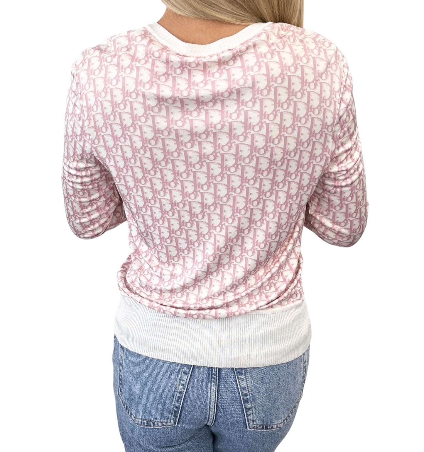 Dior Vintage 2004 Trotter Monogram Zipped Jacket #36 Pink White Viscose