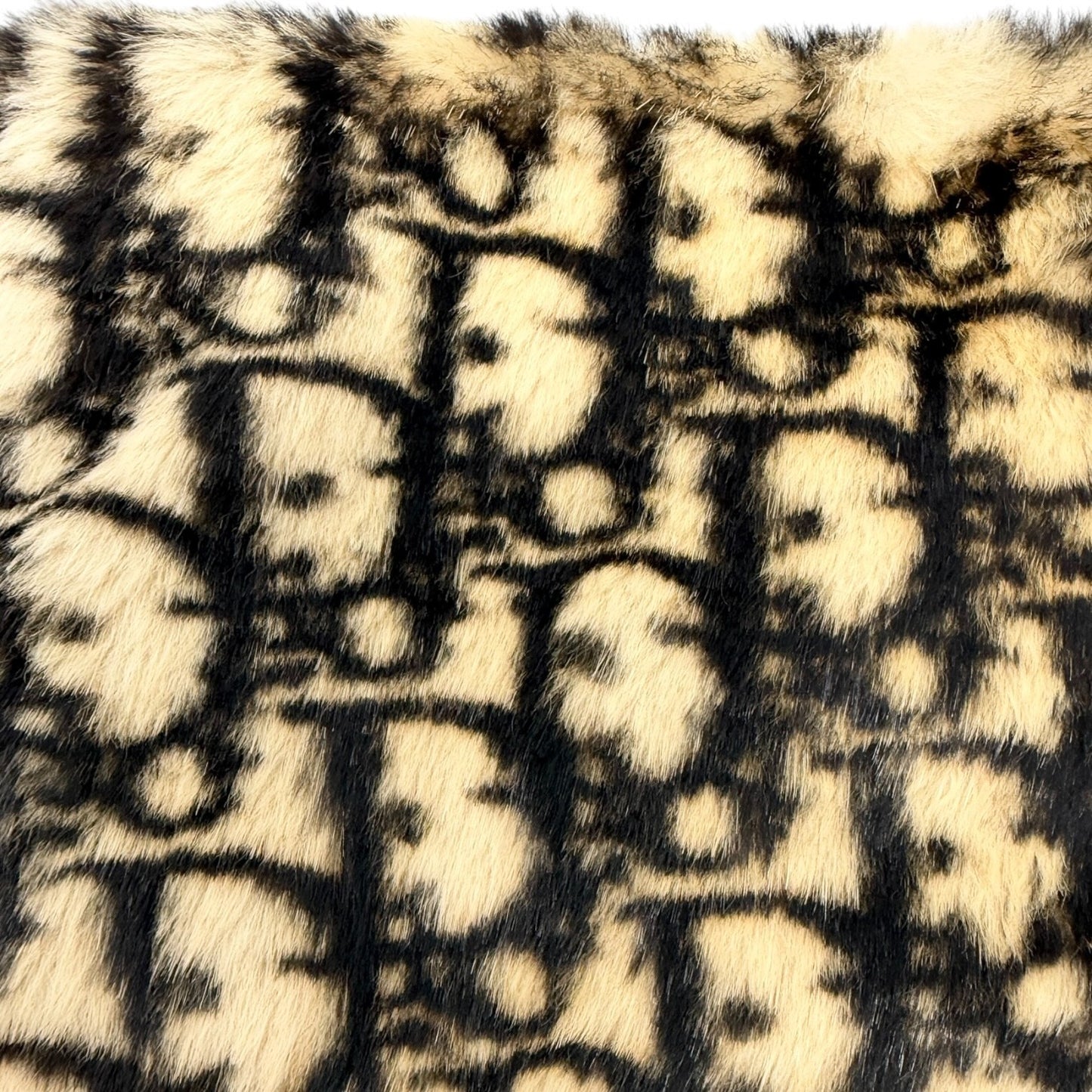 Christian Dior Vintage Trotter Monogram Fur Scarf Shawls Brown Beige 902233
