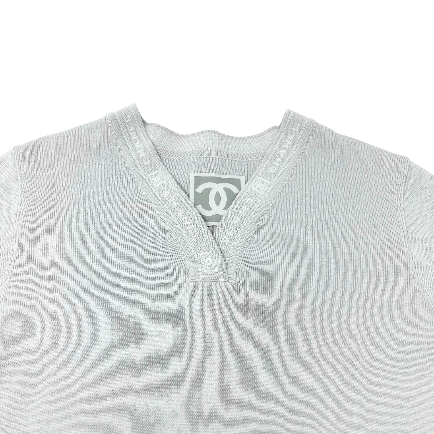 CHANEL Sport Vintage 04P CC Logo T-shirt Shorts Set Cotton Gray Short Pants