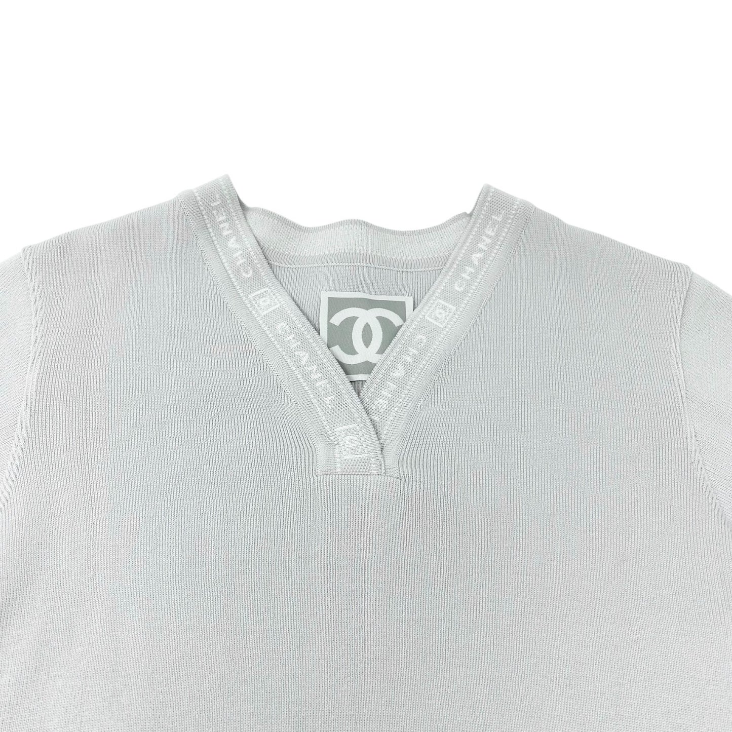 CHANEL Sport Vintage 04P CC Logo T-shirt Shorts Set Cotton Gray Short Pants