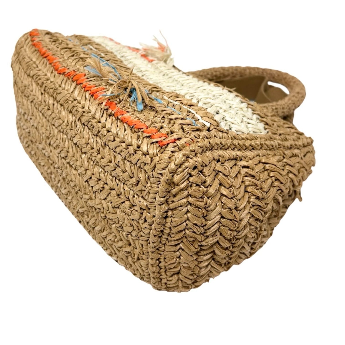 PRADA Vintage Raffia Straw Tote Crossbody Bag 2way Brown Multicolor 901877