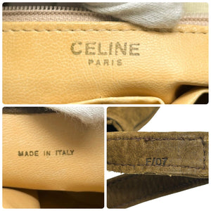 CELINE Vintage Macadam Logo Crossbody Bag Brown Leather Nubuck Magnet RankAB