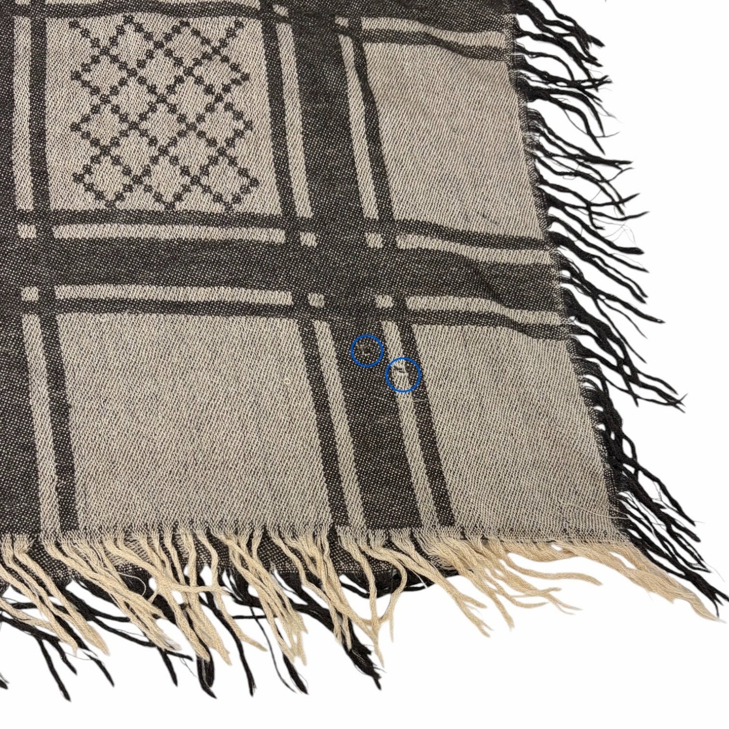 GUCCI Vintage GG Logo Monogram Fox Fur Shawl Scarf Wrap Gray Brown 902234