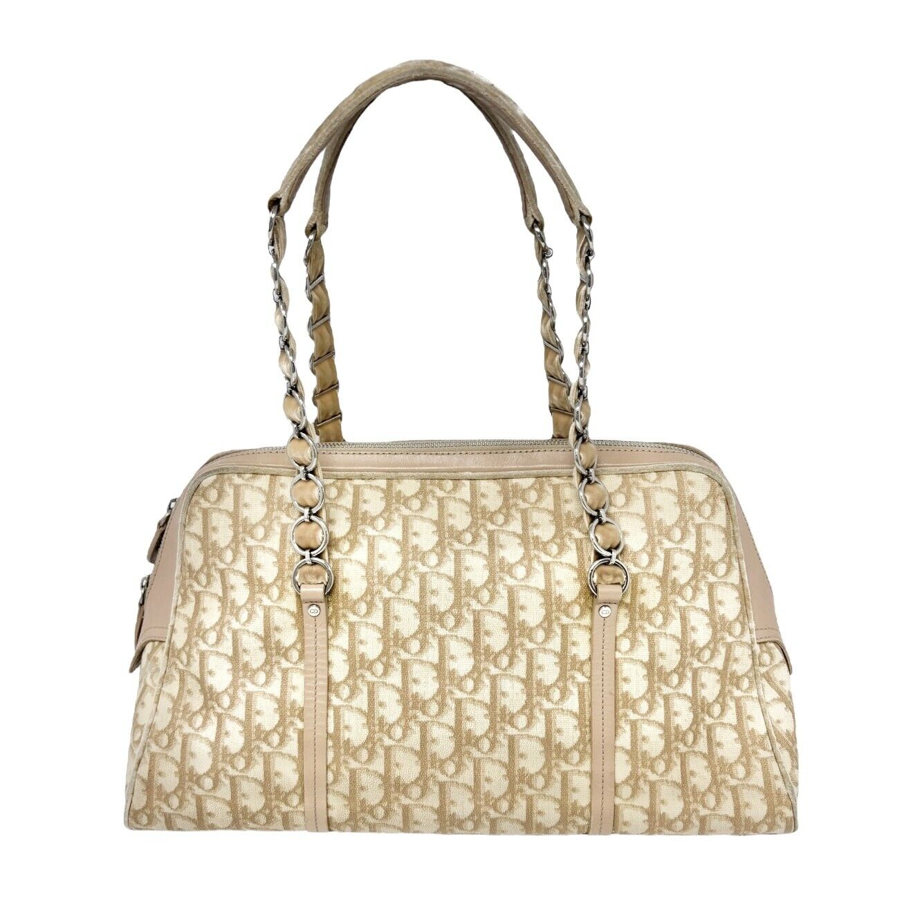 Christian Dior Vintage 2005 Romantique Trotter Monogram Shoulder Bag Cream