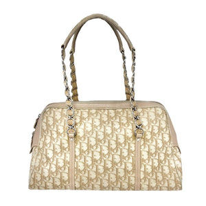 Christian Dior Vintage 2005 Romantique Trotter Monogram Shoulder Bag Cream