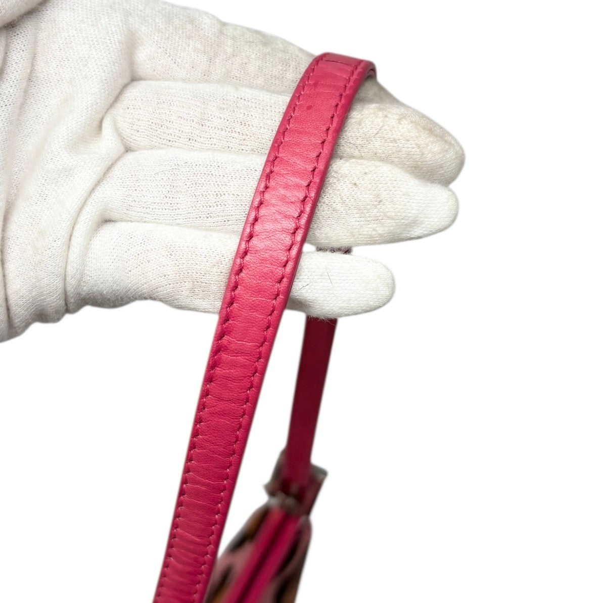 FENDI Vintage Mamma Baguette Leopard Pony Calf Hair Shoulder Bag Pink Brown