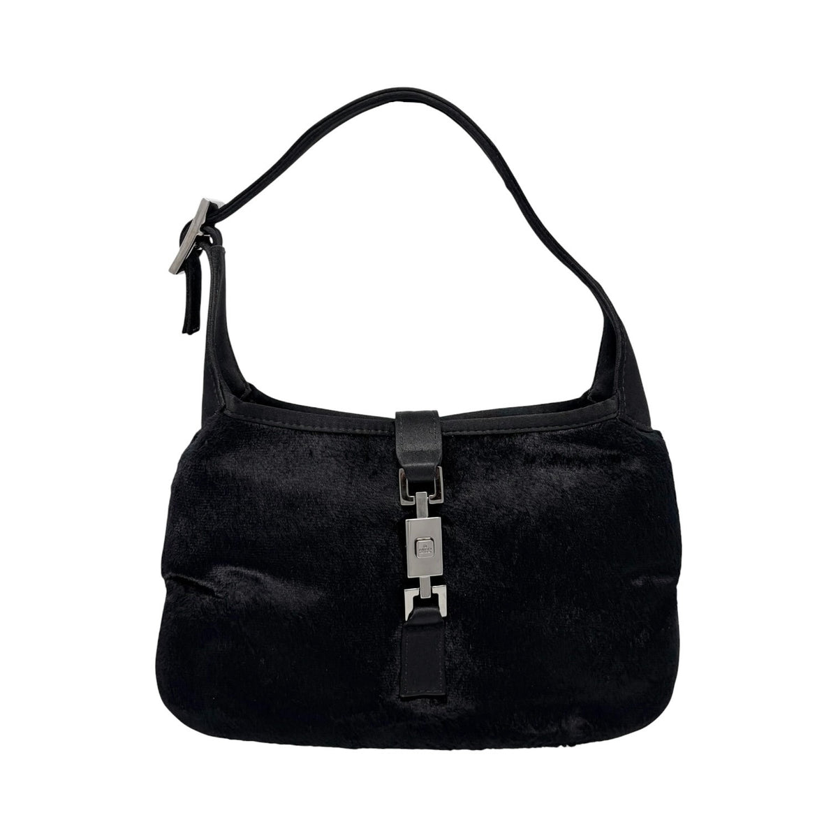 GUCCI Vintage Logo Jackie Mini Velour Shoulder Bag Handbag Black 901853