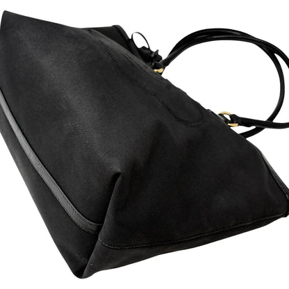 PRADA Vintage Milano Jacquard Logo Canvas Shoulder Tote Large Bag Black 902242