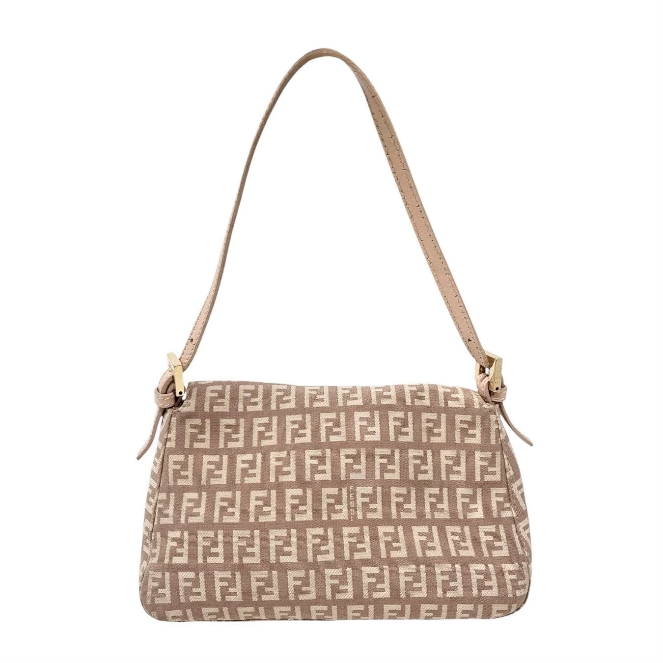 FENDI Vintage Zucchino Mamma Baguette Canvas Shoulder Bag Pink Leather 902201