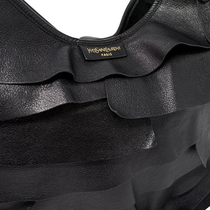 Yves Saint Laurent Vintage YSL Saint Tropez Frill Shoulder Bag Black 902378
