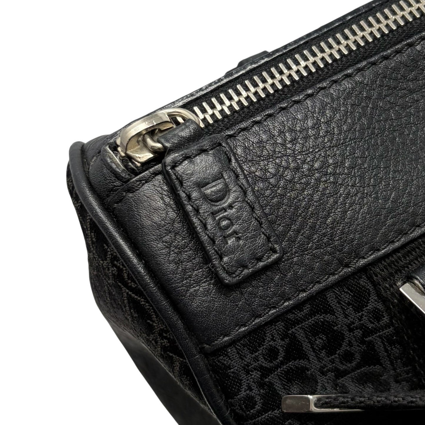Christian Dior Street Chic Trotter Monogram Boston Bag Black Canvas 902442