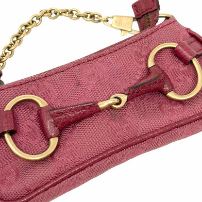 GUCCI Vintage Horsebit GG Monogram Micro Bag Pouch Pink Gold Canvas 901845