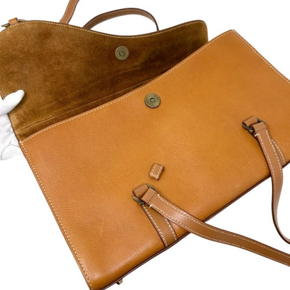 Christian Dior Vintage 2003 Saddle Shoulder Bag D Charm Brown Leather 902827
