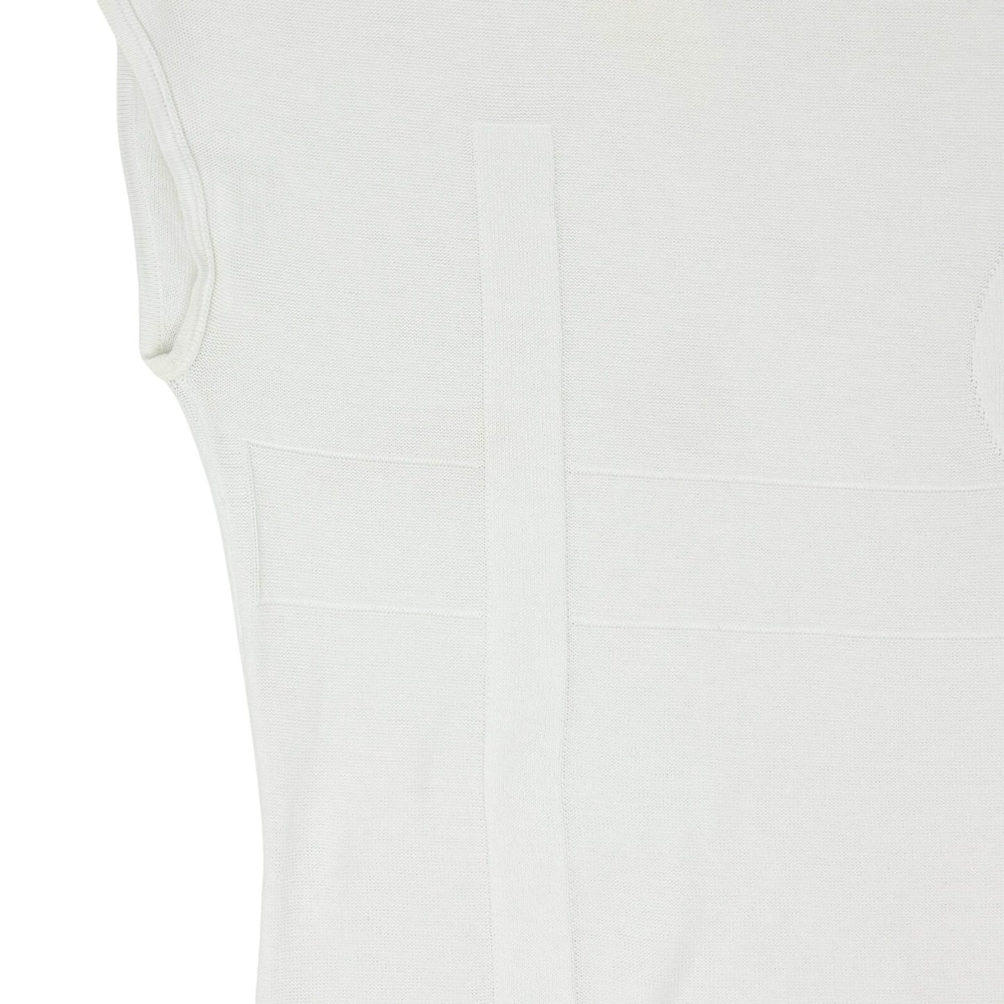CHANEL Vintage P46183 CC Mark Logo Sleeveless Top #38 White Cotton