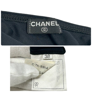 CHANEL Vintage Coco Mark Logo Halter Dress #38 One-Piece Black Nylon RankAB