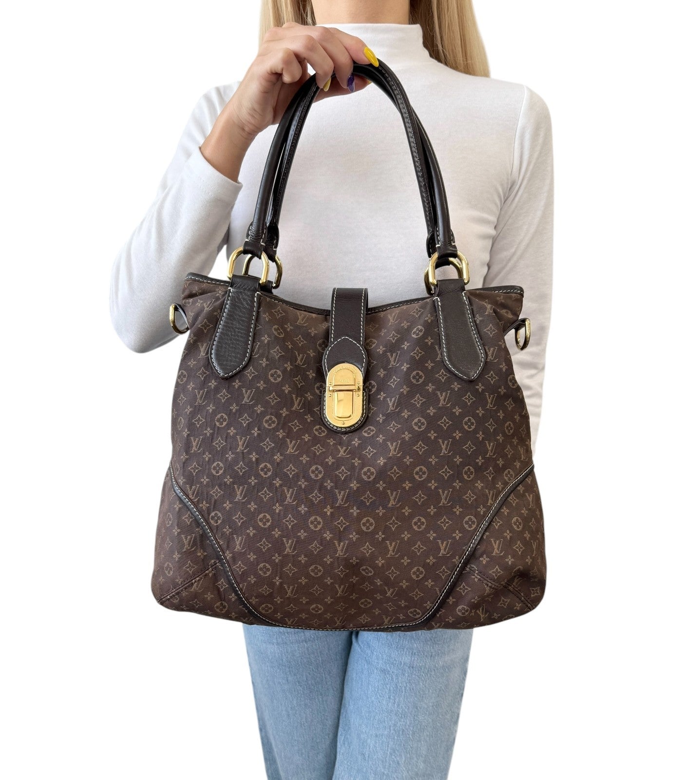 LOUIS VUITTON Vintage Monogram Idylle Elegy 2way Shoulder Bag Brown Gold
