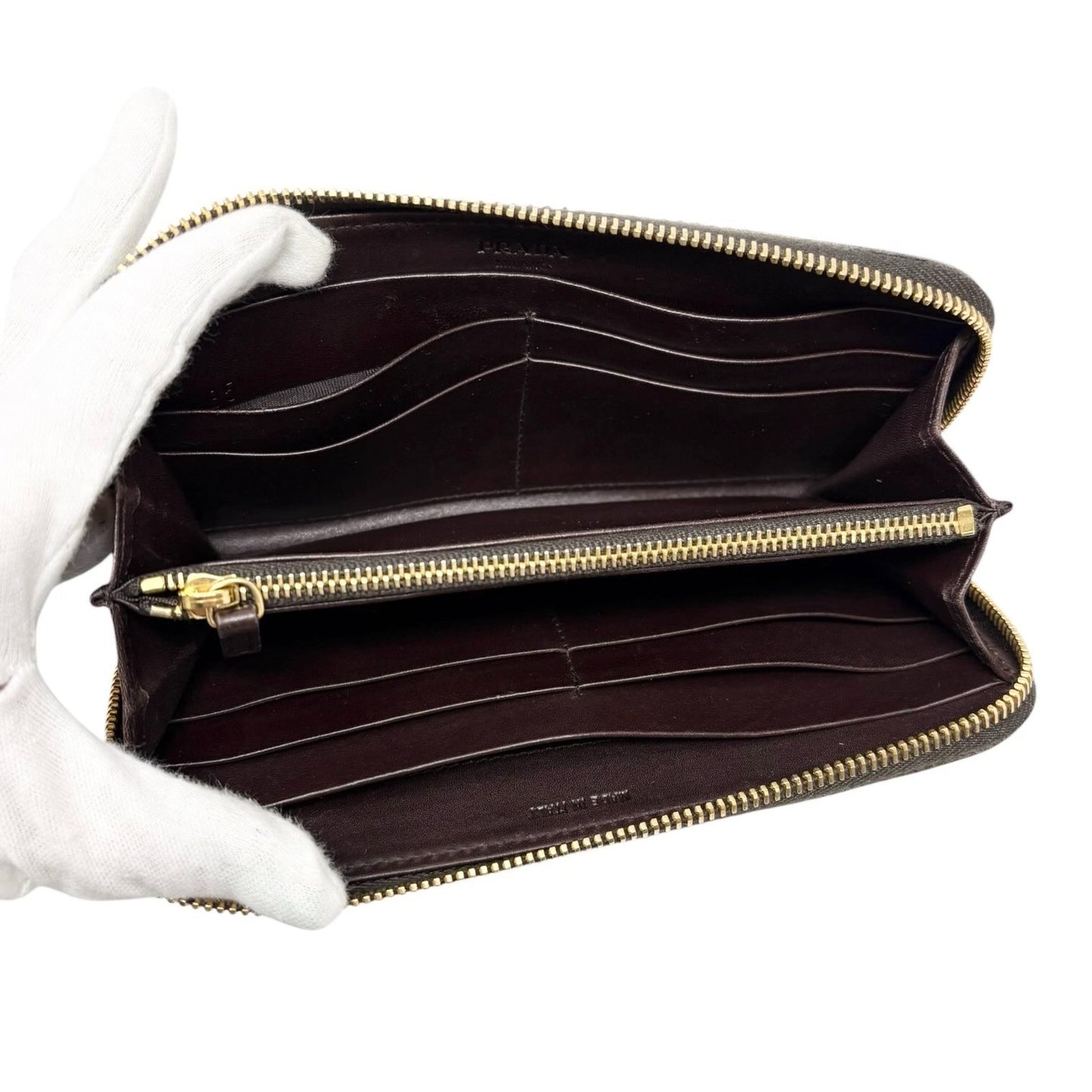 PRADA Vintage Triangle Logo Leopard Pony Calf Hair Wallet Brown Beige 902026