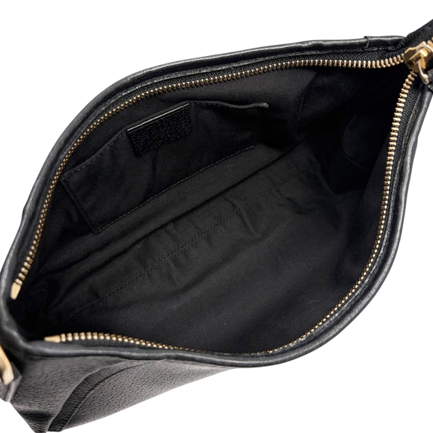 GUCCI Vintage Logo Abbey Shoulder Bag Pochette Black Gold Leather 901850