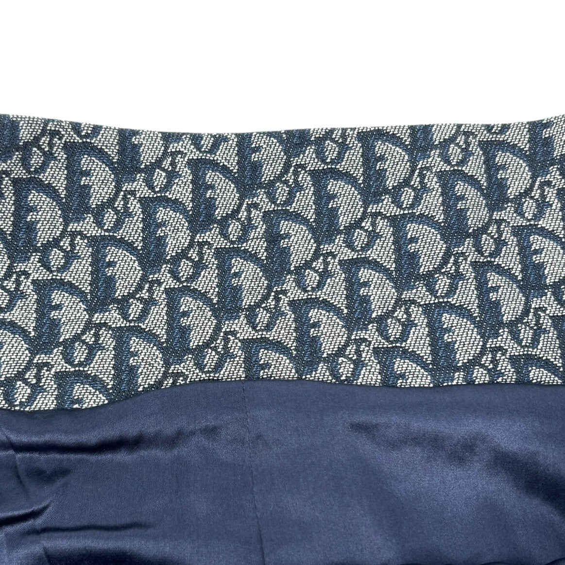 Christian Dior Vintage 2000 Trotter Monogram Logo Dress #38 Blue Gray Cotton