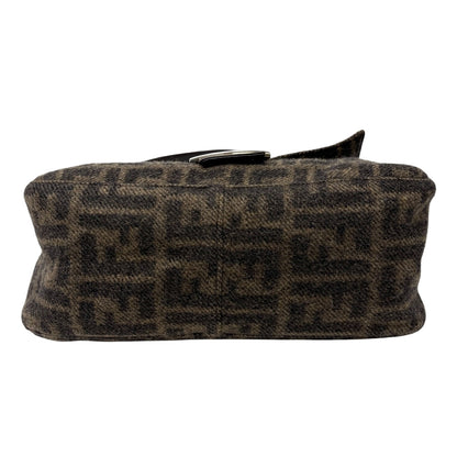 FENDI Vintage FF Zucca Cashmere Mamma Baguette Shoulder Bag Brown 902093