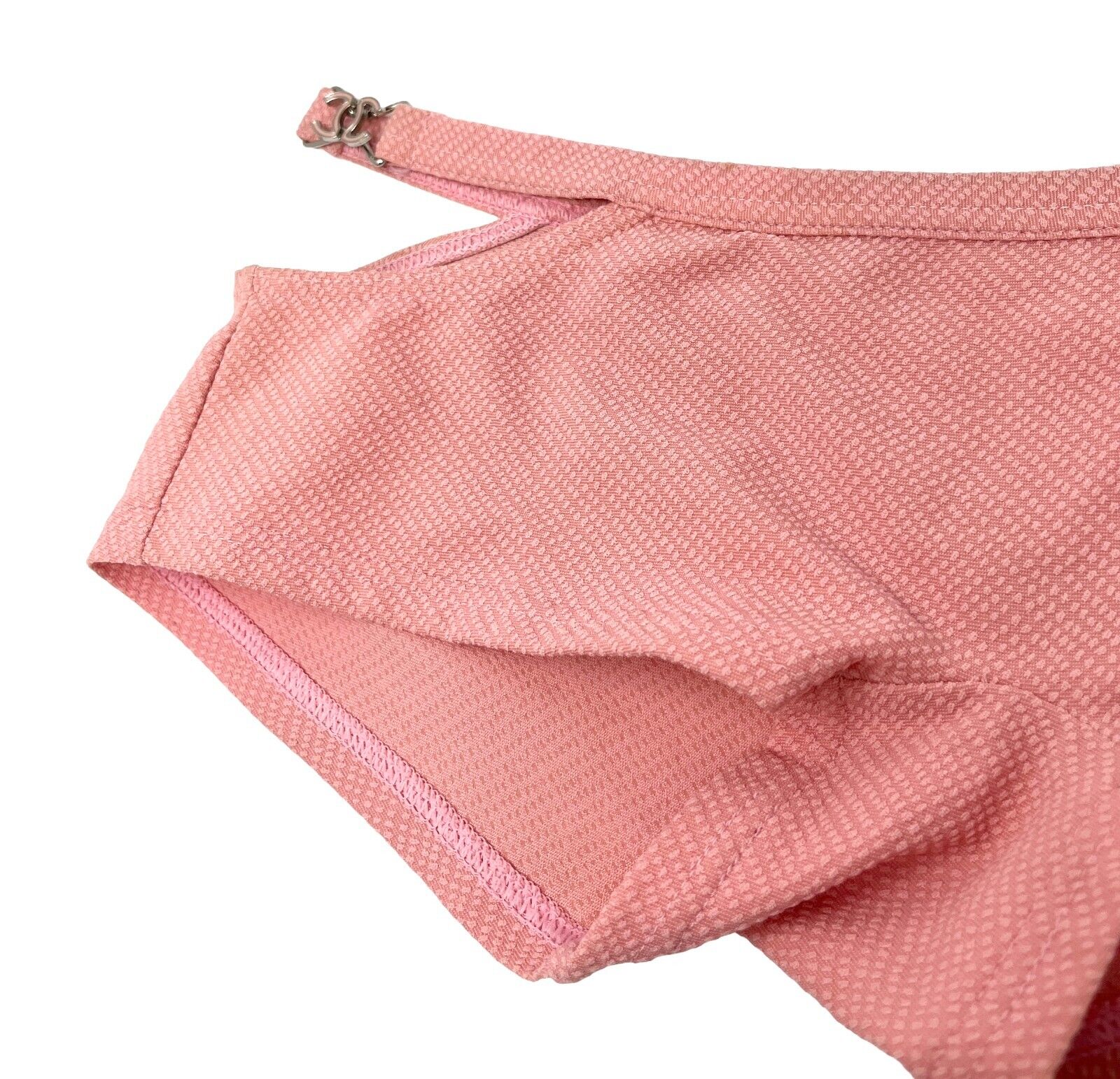 CHANEL Vintage CC Logo Swimsuit Bikini Separate Swimwear Pink Nylon Rank AB