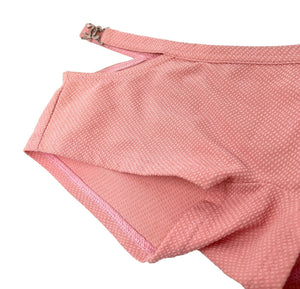 CHANEL Vintage CC Logo Swimsuit Bikini Separate Swimwear Pink Nylon Rank AB