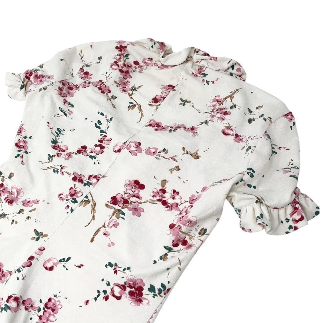 Vivienne Westwood Vintage Logo T-shirt Top #S White Pink Cotton Flower Frill