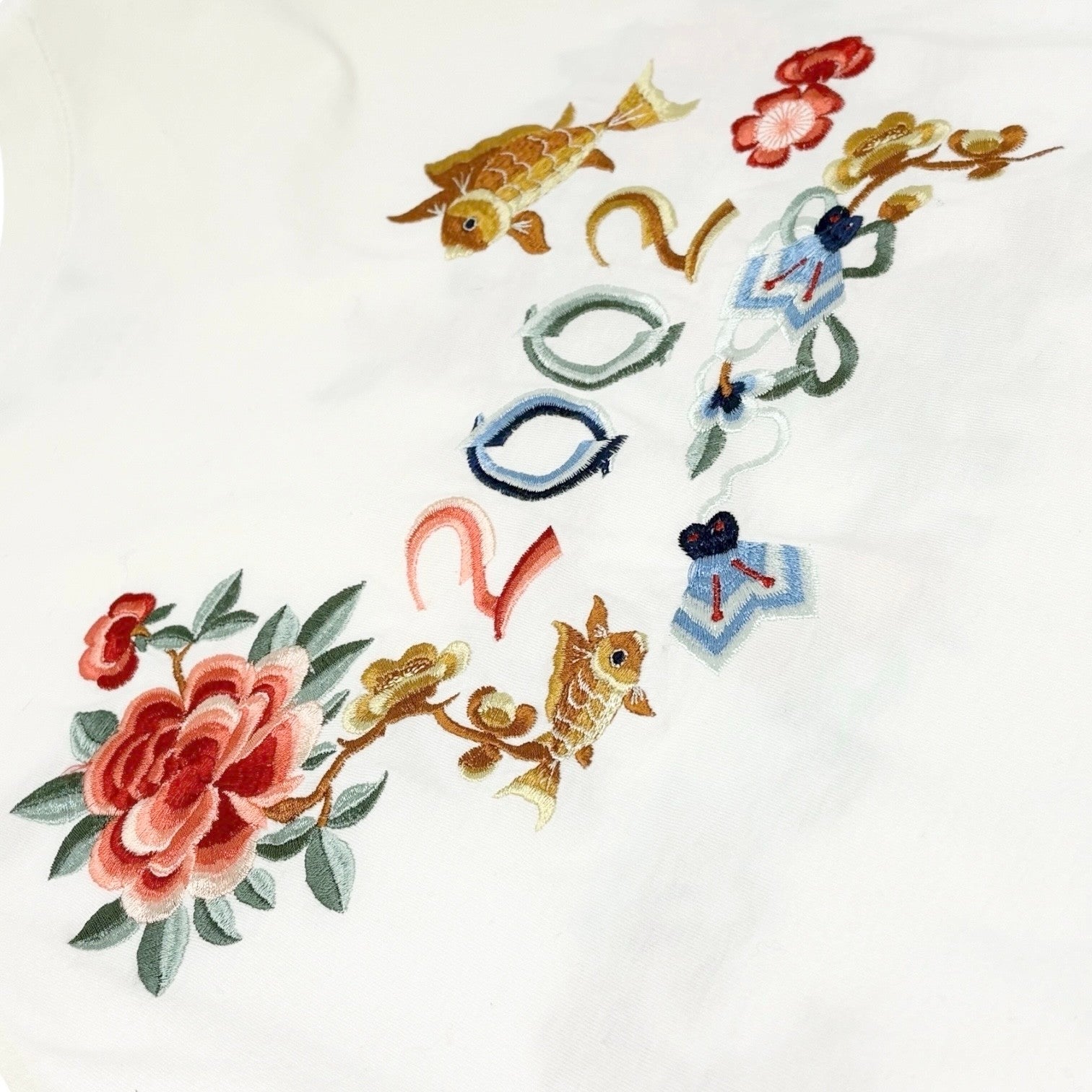 Christian Dior Vintage 2002 Goldfish Floral Embroidery Tank Top #38 White