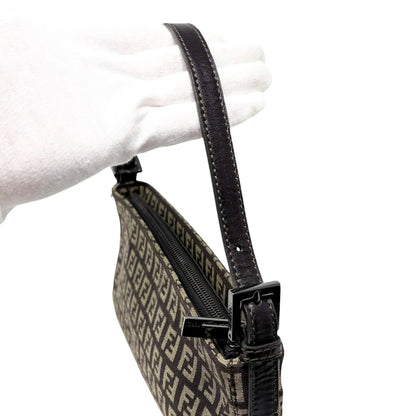 FENDI Vintage Zucchino Monogram Mini Shoulder Bag Brown Beige Canvas 902498