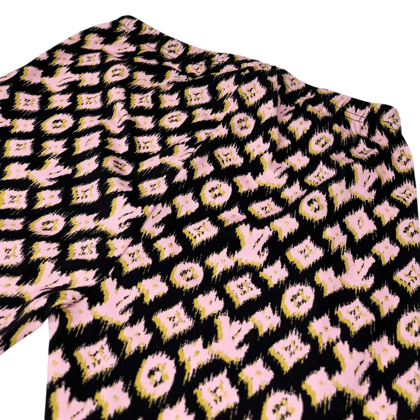 LOUIS VUITTON Vintage LV Monogram Logo Leggings Pants #36 Pink Black Nylon