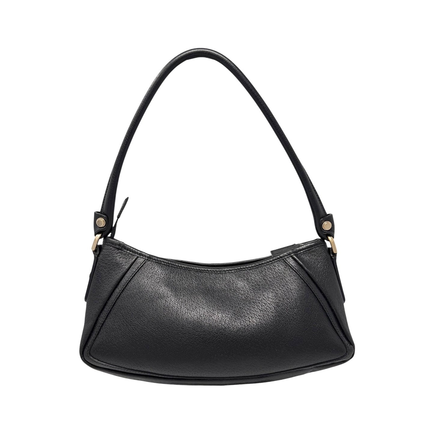 GUCCI Vintage Logo Abbey Shoulder Bag Pochette Black Gold Leather 901850