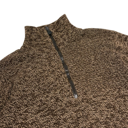 CHANEL Vintage CC Logo Cashmere Knit Zip Sweater Top Brown Beige 902479