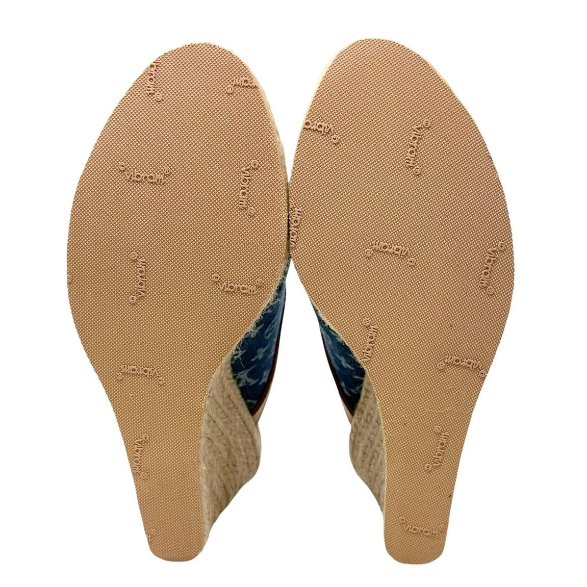 LOUIS VUITTON Vintage Monogram LV Logo Denim Sandals Heels #37.5 Blue Leather