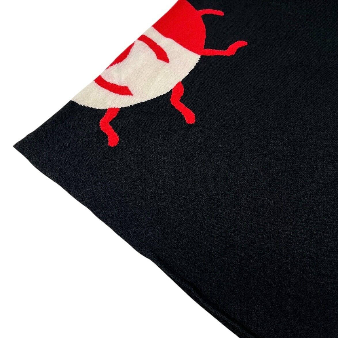 CHANEL Vintage 04P CC Mark Logo Ladybugs Knit Tank Top #38 Black Red Rayon