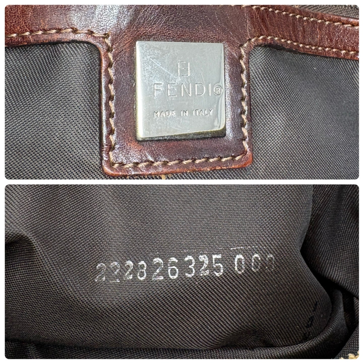 FENDI Vintage FF Logo Corduroy Mamma Baguette Shoulder Bag Light Brown 902415