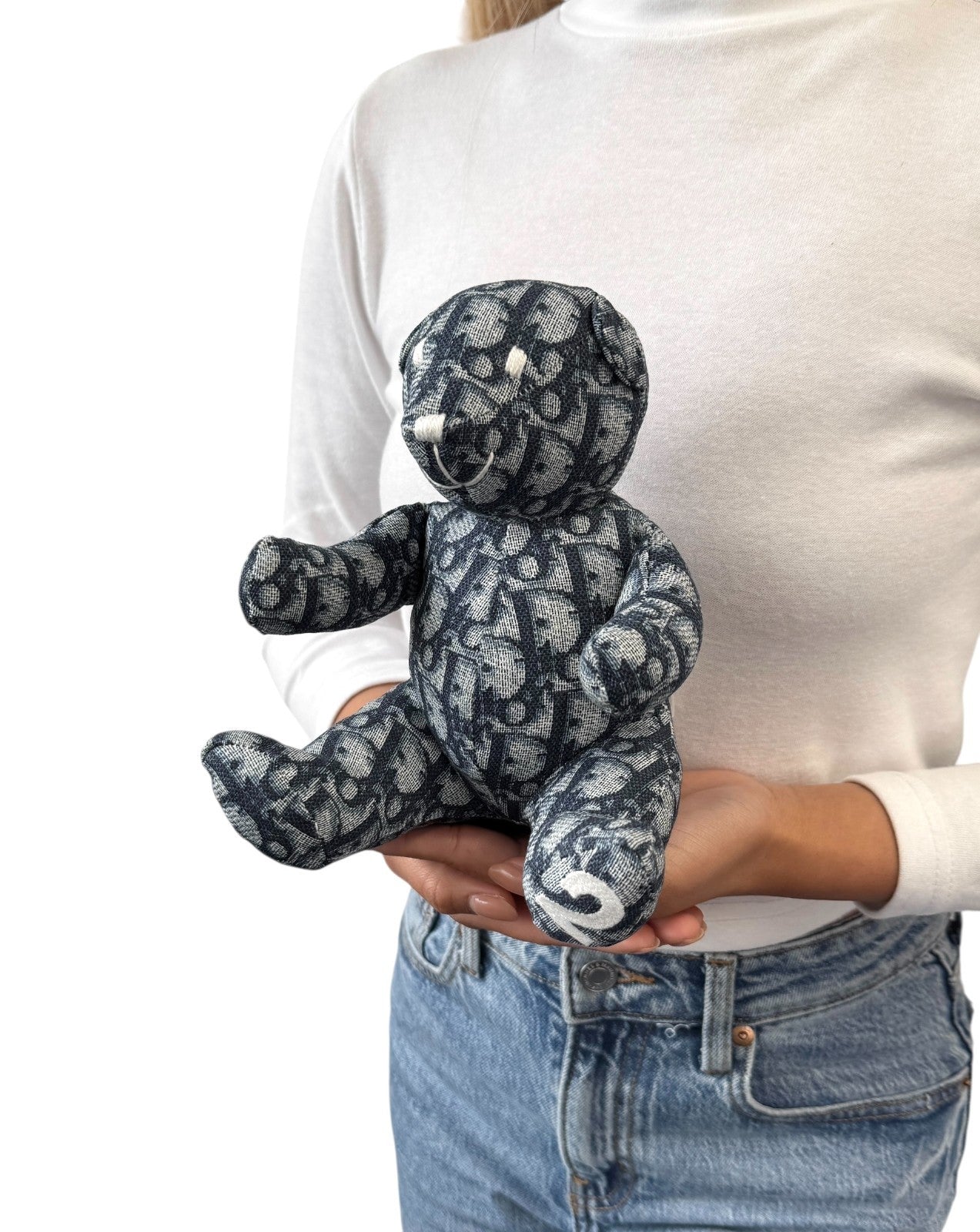 Christian Dior Vintage baby Dior Trotter Monogram Teddy Bear Plush Toy Blue