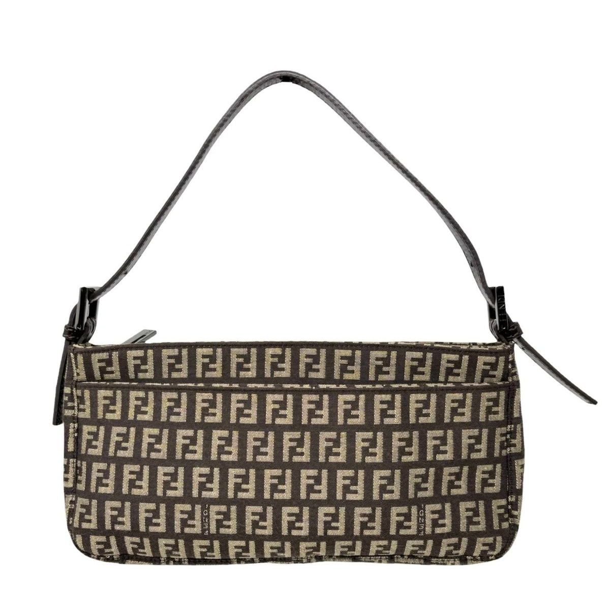 FENDI Vintage Zucchino Monogram Mini Shoulder Bag Brown Beige Canvas 902498