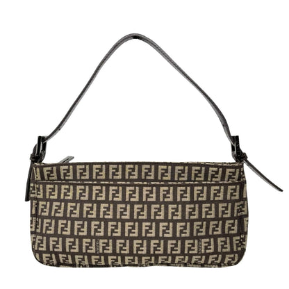FENDI Vintage Zucchino Monogram Mini Shoulder Bag Brown Beige Canvas 902498