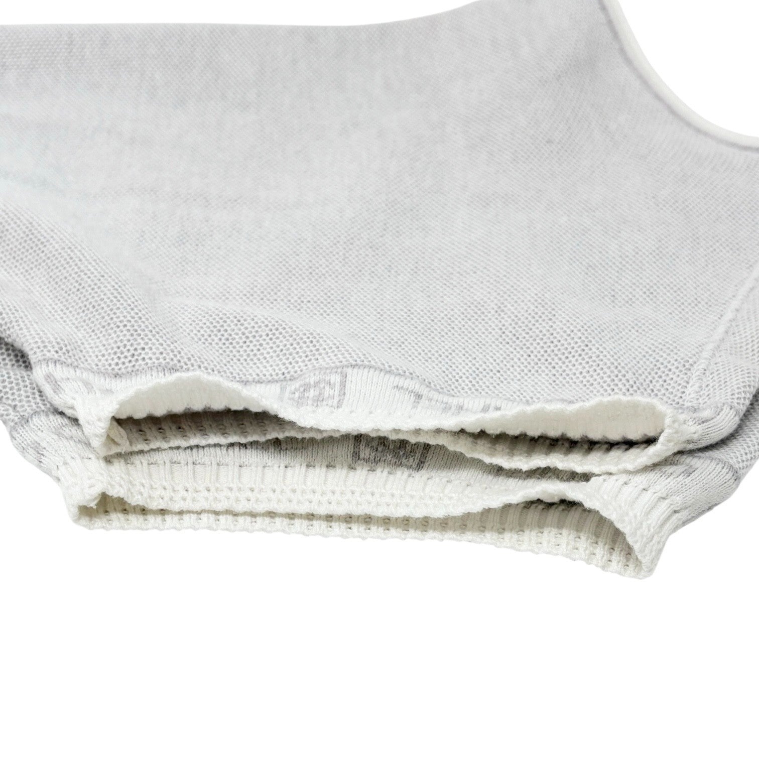 CHANEL Sport Vintage 08P CC Mark Logo Knit T-shirt Top #38 Gray White Cotton