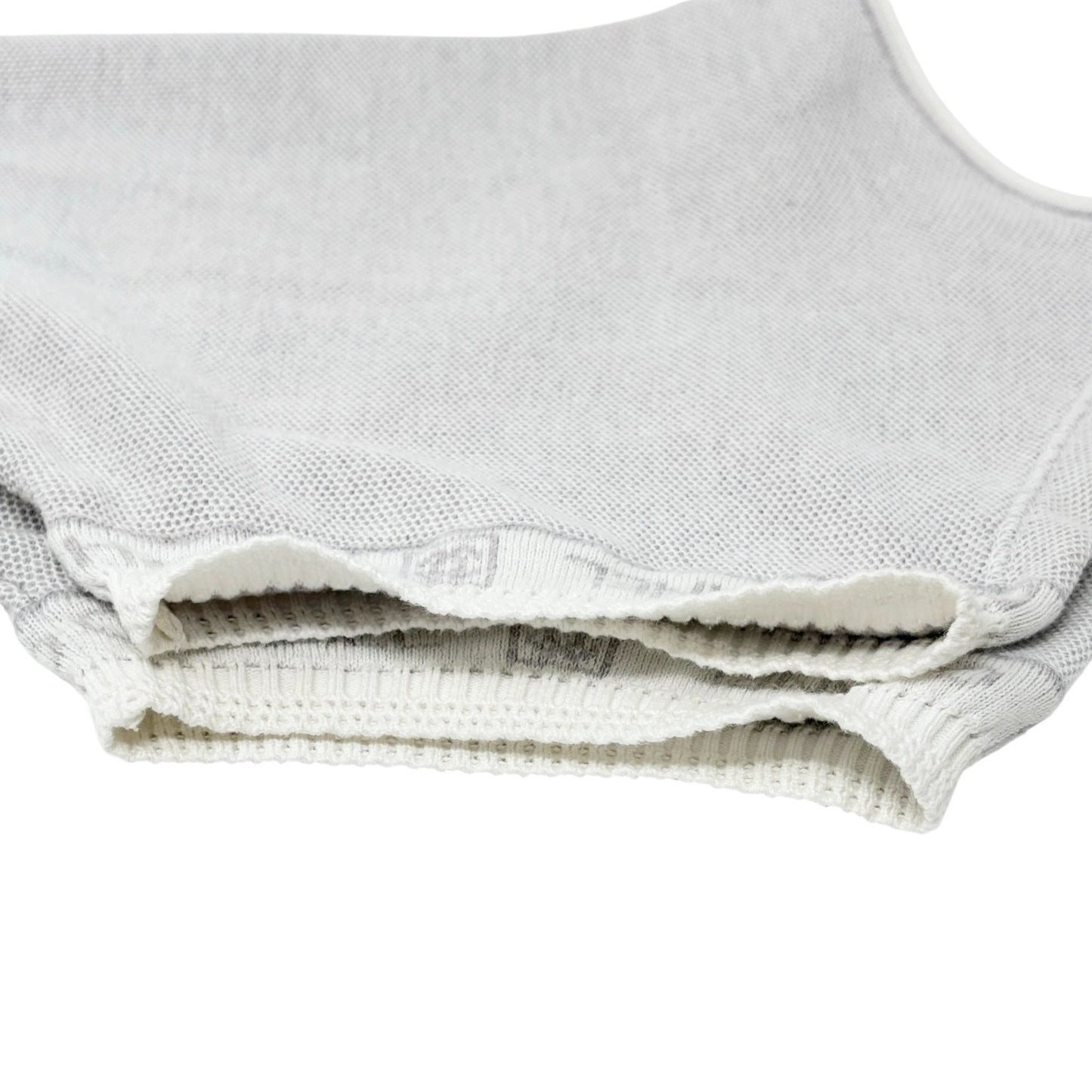 CHANEL Sport Vintage 08P CC Mark Logo Knit T-shirt Top #38 Gray White Cotton