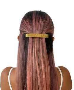 CHANEL Vintage 97A CC Mark Logo Gold Medium Barrette Hair Accessory Metal