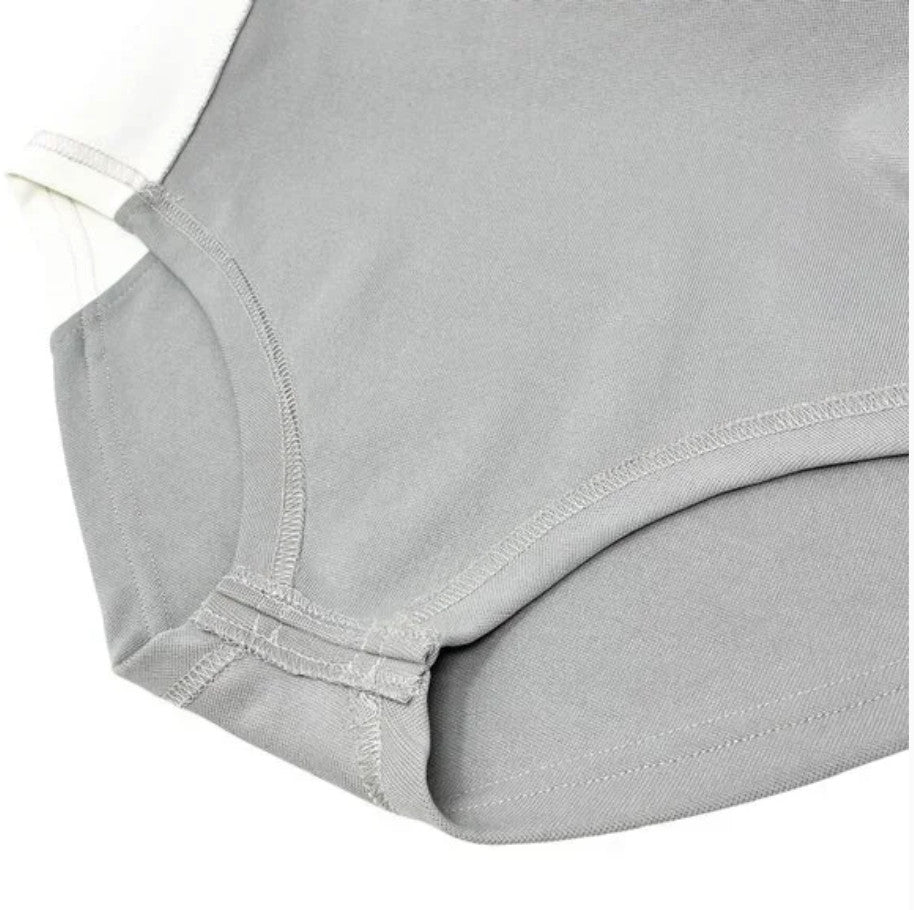 CHANEL Sport Vintage 01P CC Rompers One Piece #34 Zip Gray White Nylon