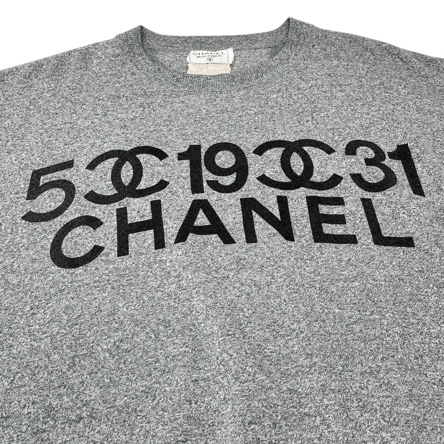 CHANEL Vintage 90s CC Logo Sweatshirt Pullover Long Sleeve Gray Black Cotton