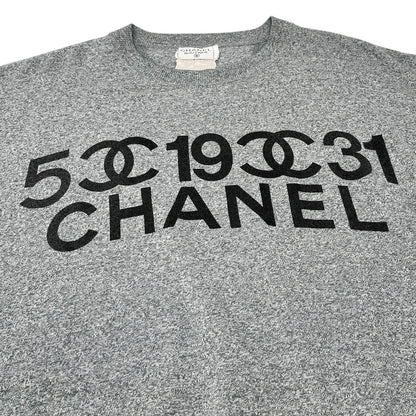 CHANEL Vintage 90s CC Logo Sweatshirt Pullover Long Sleeve Gray Black Cotton