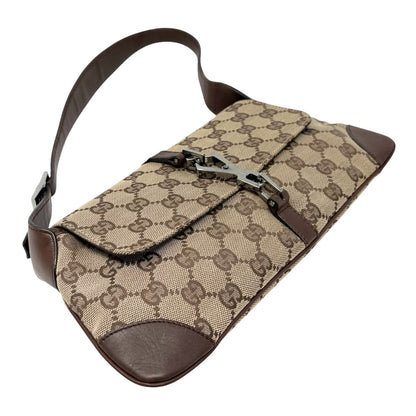 GUCCI Vintage GG Monogram Jackie Shoulder Bag Beige Canvas Leather 902329