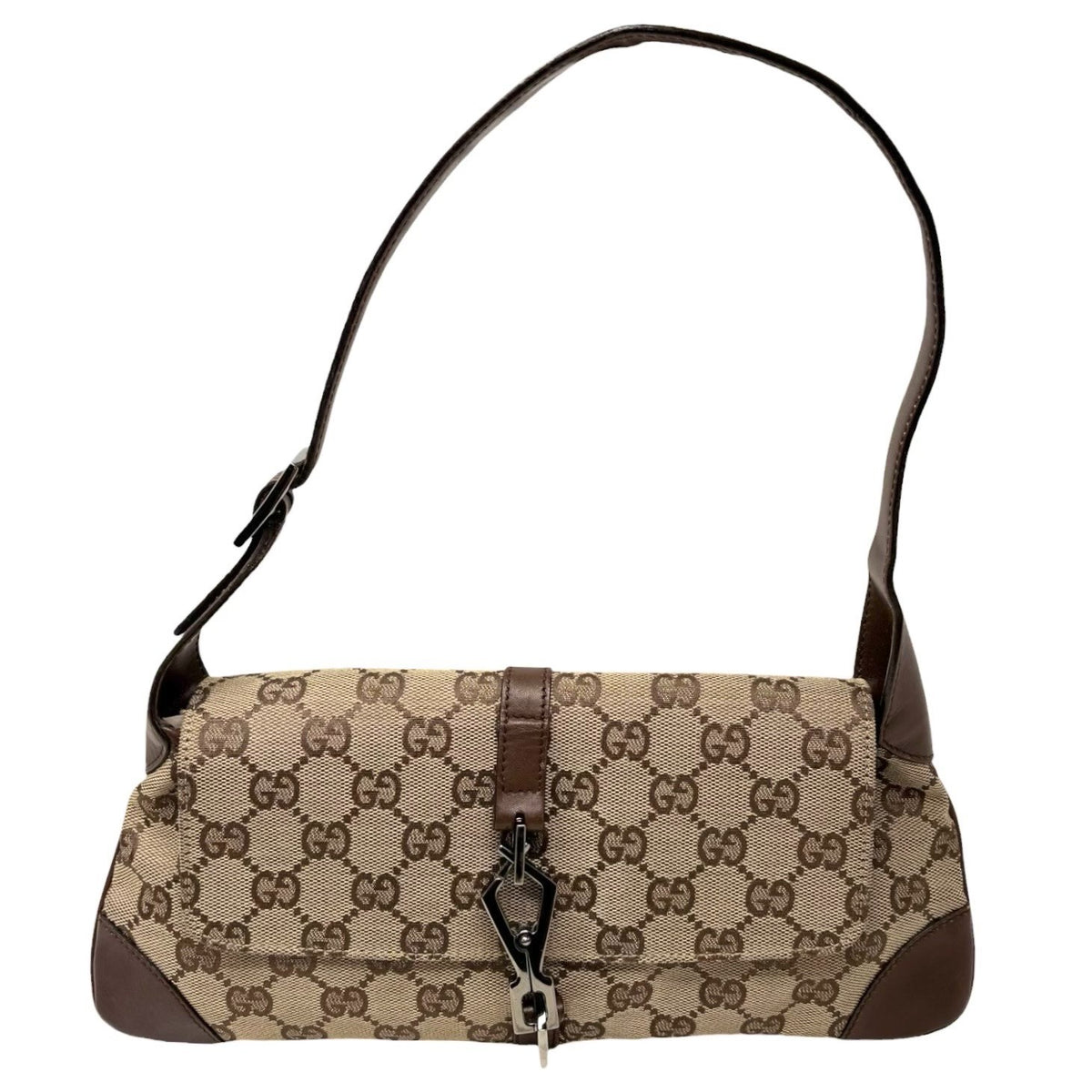GUCCI Vintage GG Monogram Jackie Shoulder Bag Beige Canvas Leather 902329