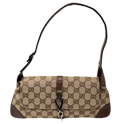 GUCCI Vintage GG Monogram Jackie Shoulder Bag Beige Canvas Leather 902329