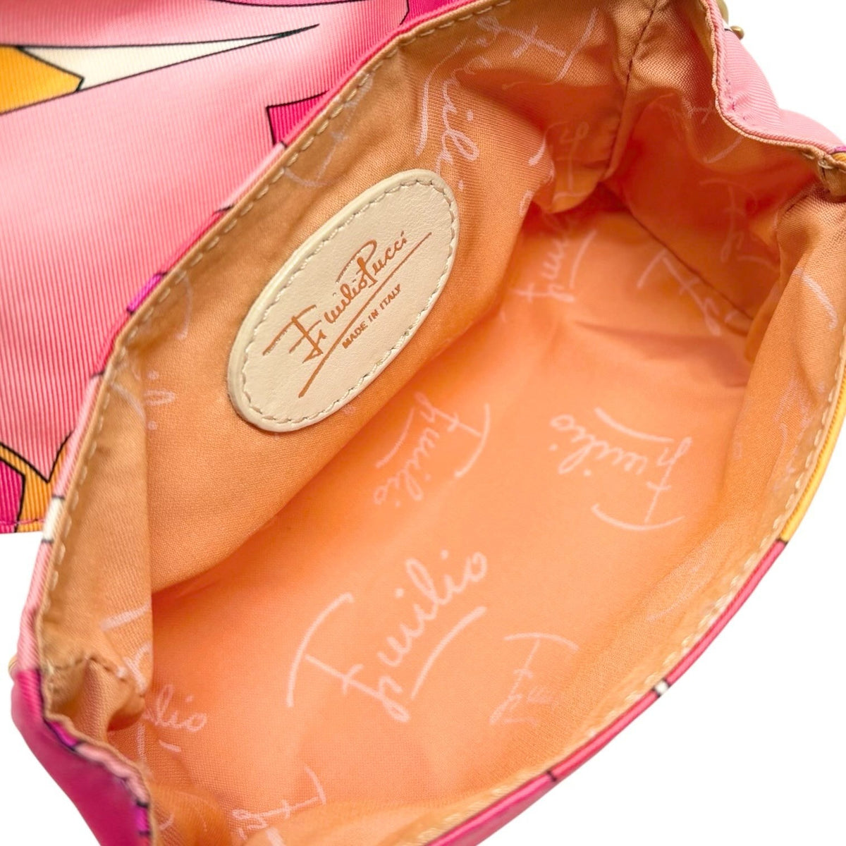 EMILIO PUCCI Vintage Logo Geometric Print Wristlet Clutch Bag Pink 902805